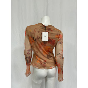 Aje Portal Mesh Tan Polyester Skivvy Top Size S