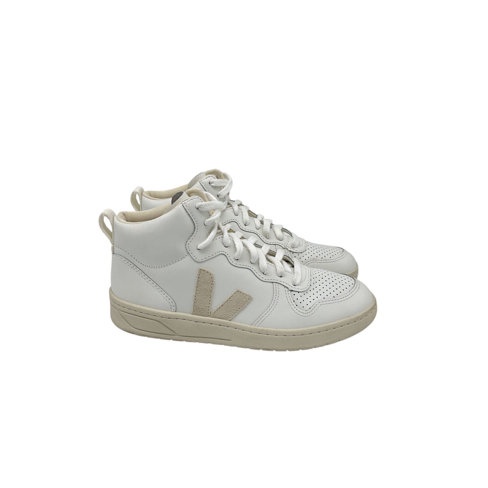 Veja 'V-15' White Leather Mid Sneaker Size 8