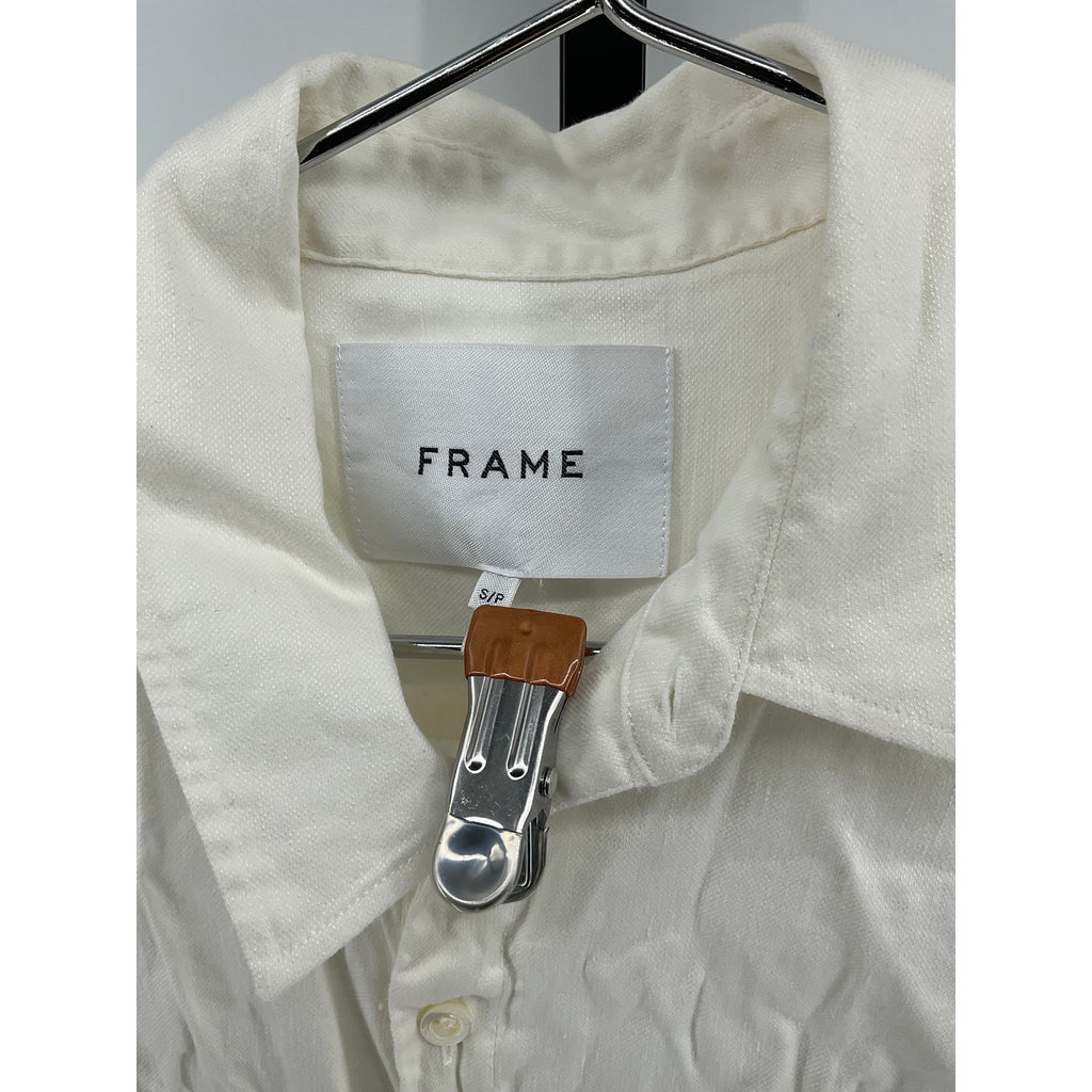 Frame Long Sleeve Mini 'Twist' White Lyocell Dress Size S