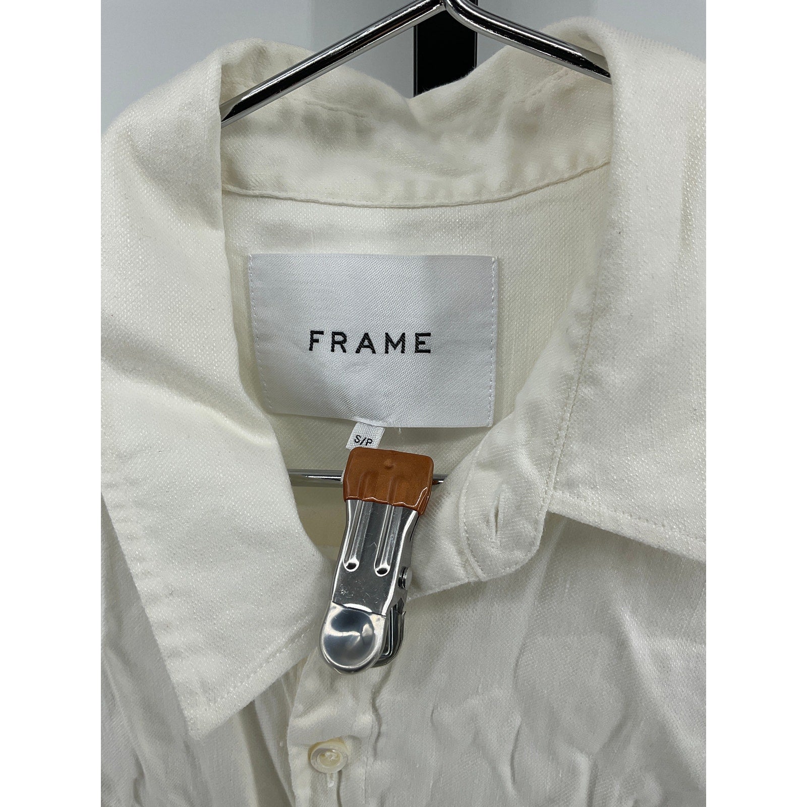 Frame Long Sleeve Mini 'Twist' White Lyocell Dress Size S