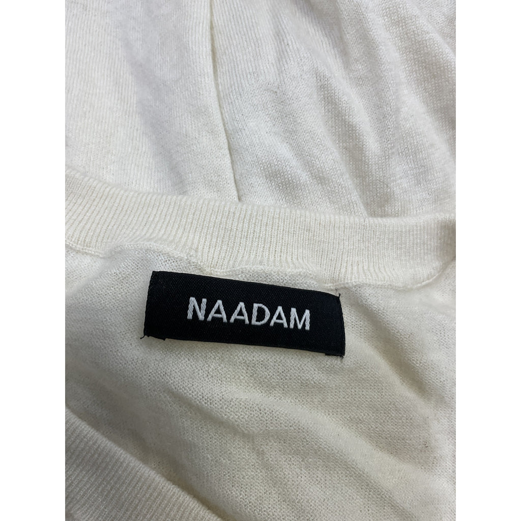 Naadam 'Fancy' White Cashmere V-Neck Sweater Size S