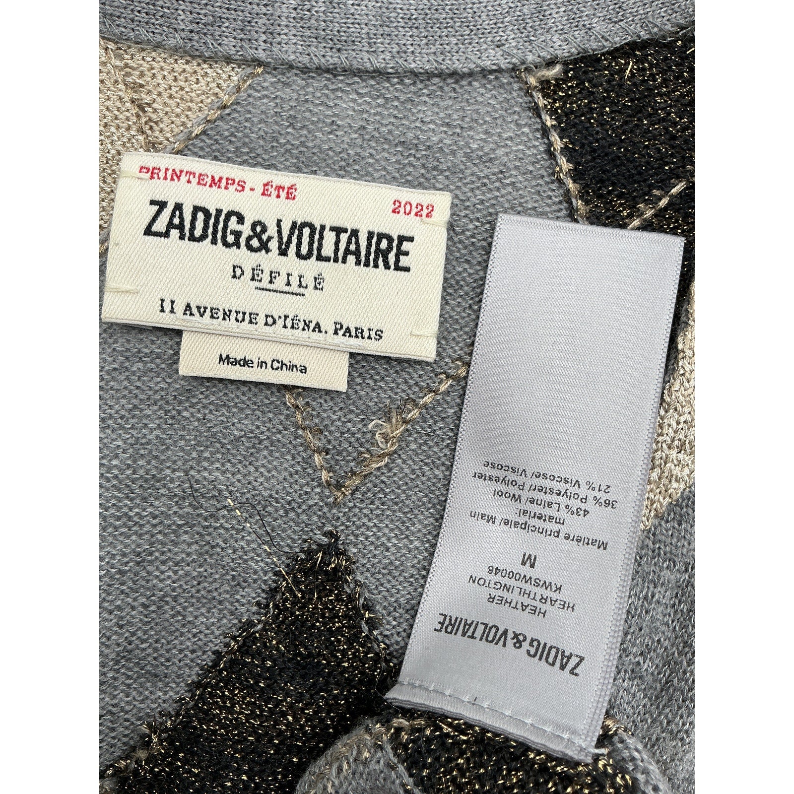 Zadig & Voltaire Grey Heather Hearthlington Wool-Bl Sweater Size M