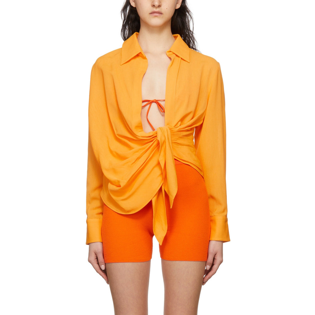 Jacquemus 'La Chemise Bahia' Orange Viscose Shirt Size 44
