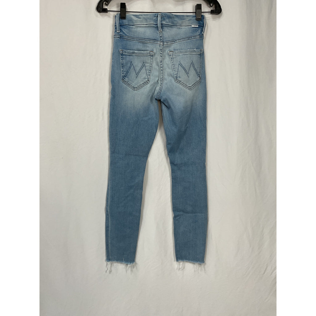 Mother High Waisted Blue Cotton Looker Ankle Fray Size 23