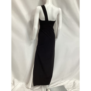 Aidan Mattox One-Shoulder Black Crepe Cutout Gown Size 0