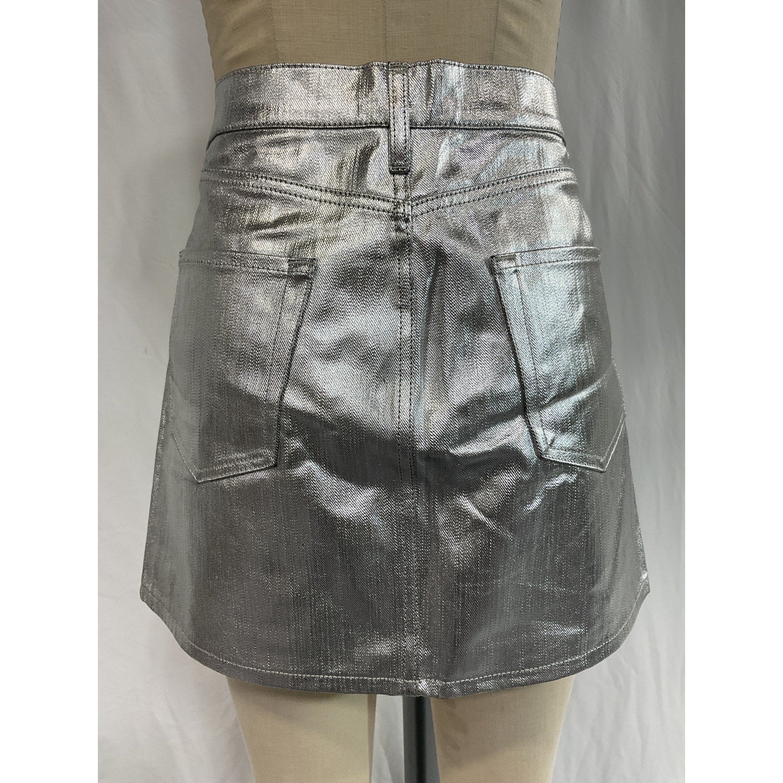Frame 'Le' Silver Mini Skirt Size 30