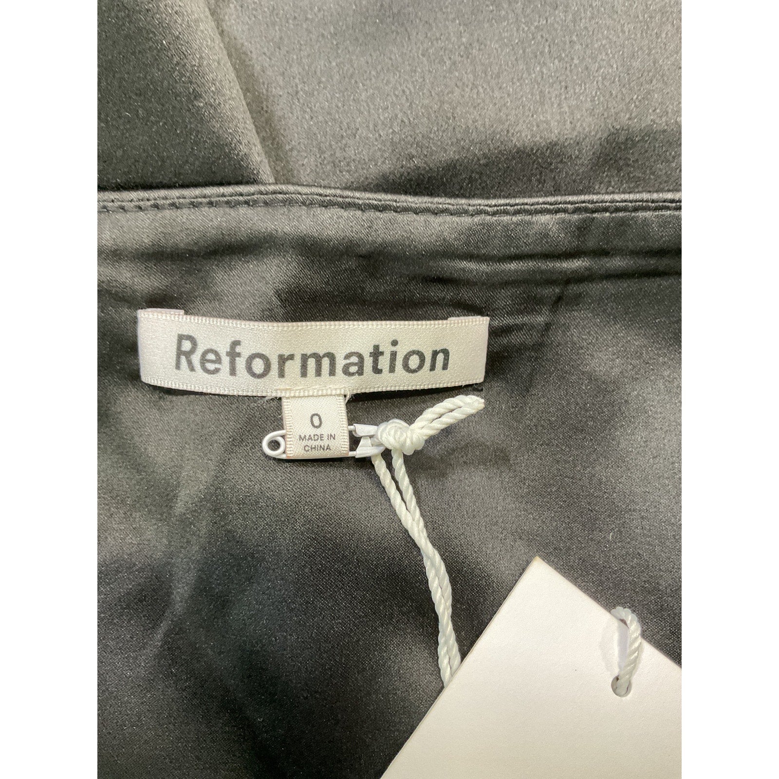 Reformation 'Carla' Black Low Waist Satin Skirt Size 0 - NWT