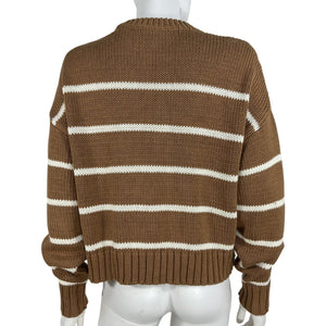 Jenni Kayne Striped Brown Chloé Crewneck Sweater Size XXS