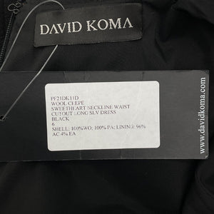 David Koma Sculpted Black Sweetheart Waist Cutout Mini Dress Size UK 6 / US 2 NWT