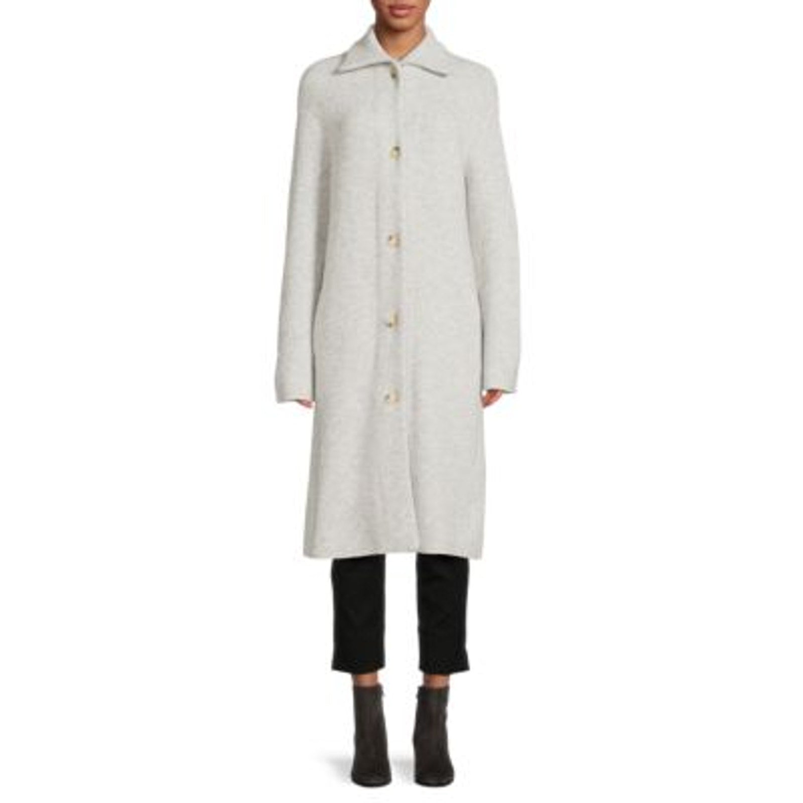 Vince Heathered Gray Wool Blend Coat Size S