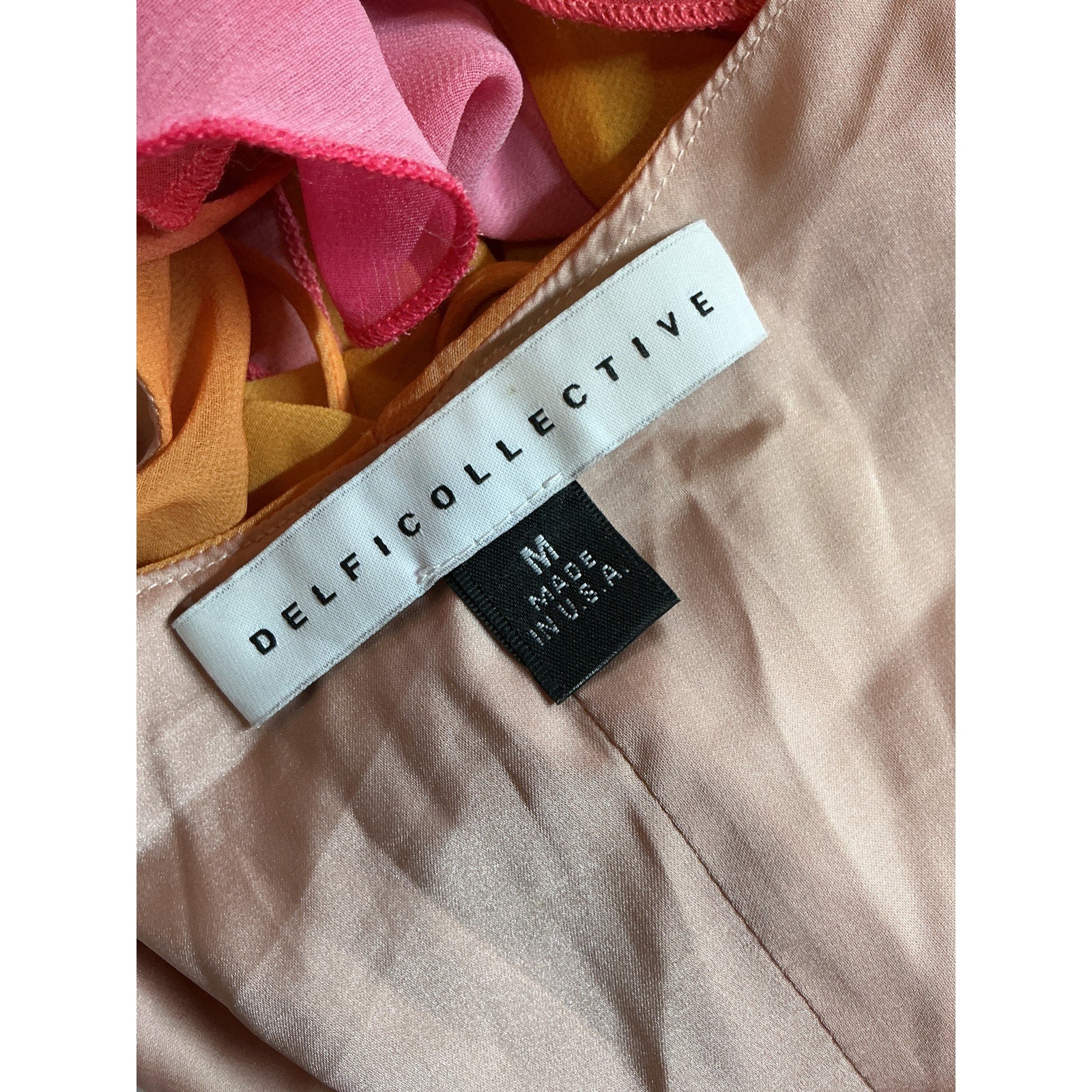 Delfi Collective Sleeveless Pink Polyester Ruffled Mini Dress Size M