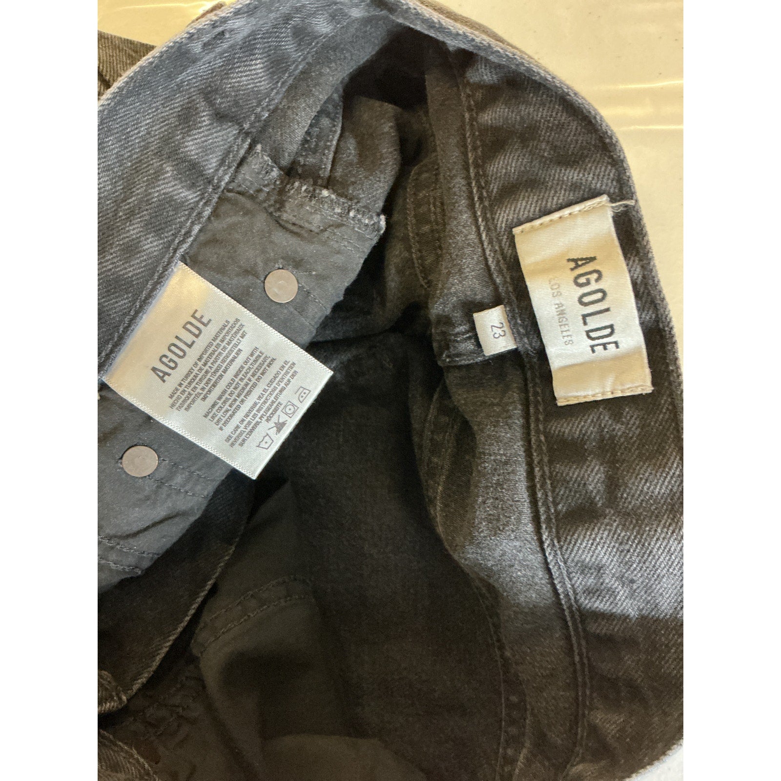 Agolde 'Lana' Black Cotton Straight Denim Jean Size 23