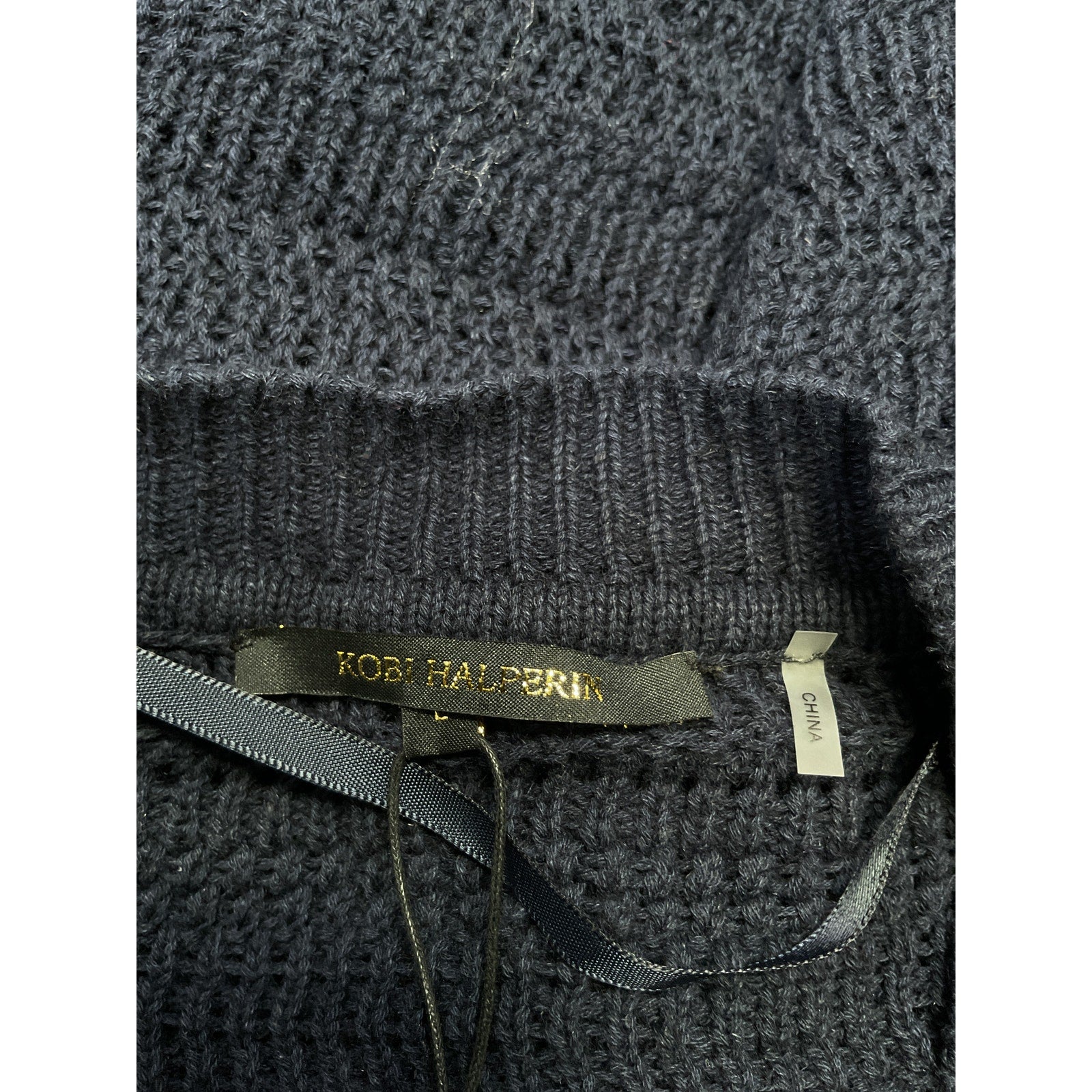 Kobi Halperin 'Taza' Blue Linen Crewneck Cardigan Sweater Size L - NWT