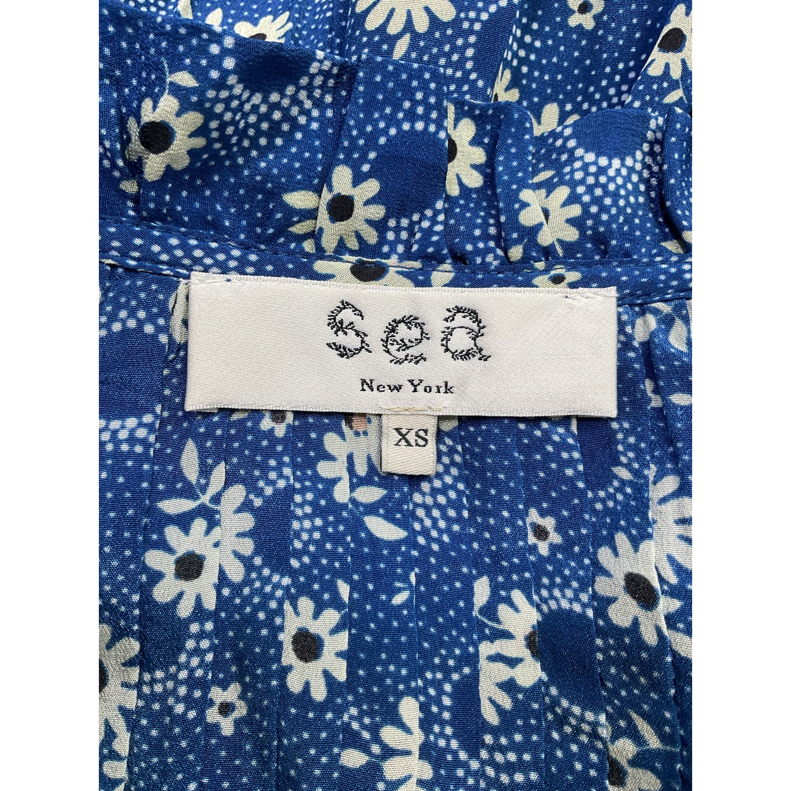 Sea New York 'Josefine' Blue V Neck Midi Dress Size XS