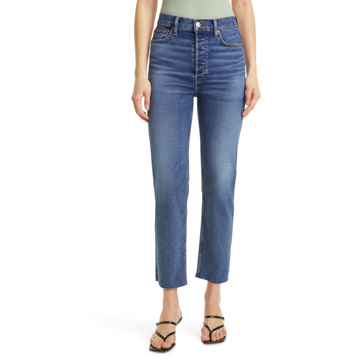 Re/Done '70s' Blue High Waist Ankle Stovepipe Denim Jeans Size 27