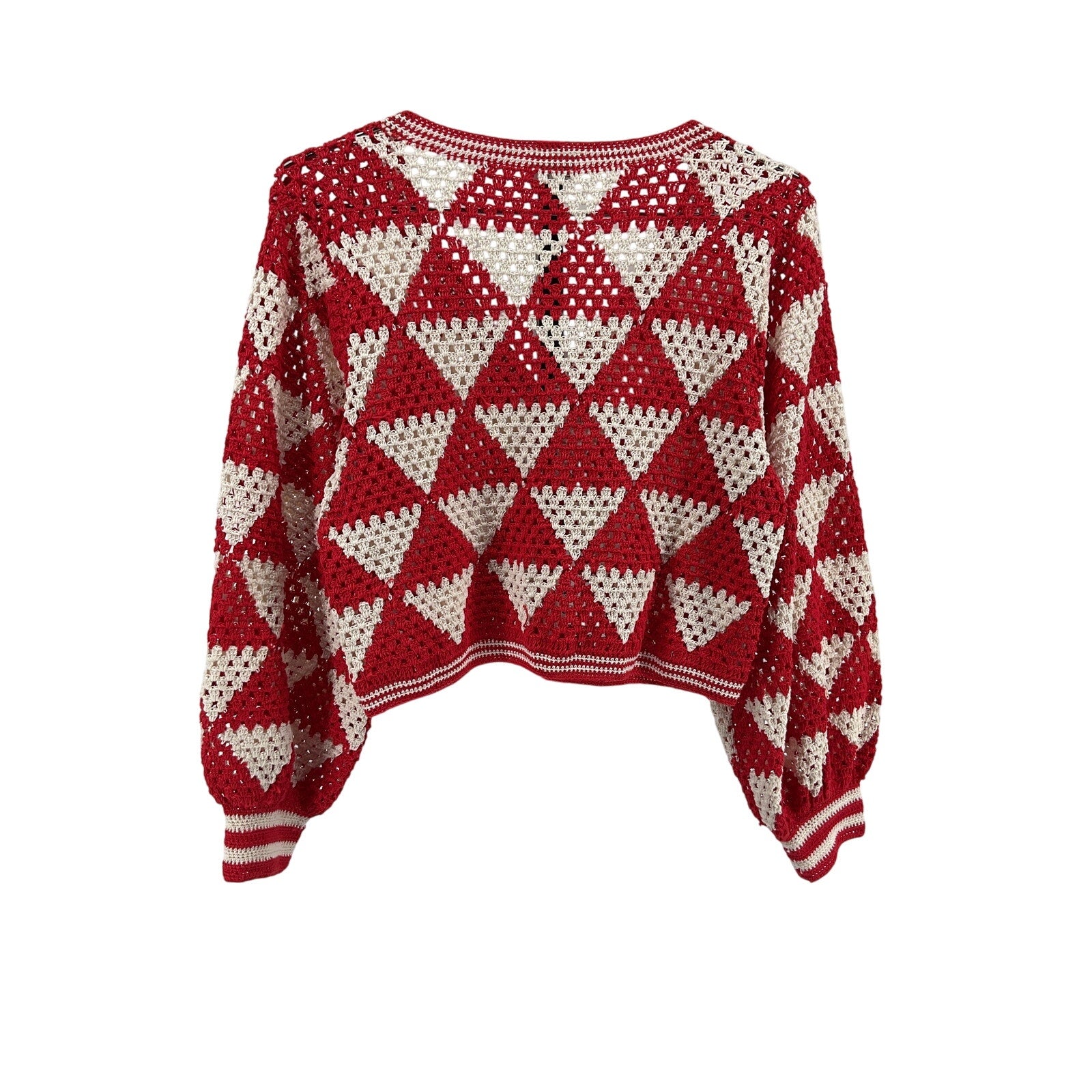 Anna Kosturova 'Maija' Red Cotton Crochet Cardigan Size XS