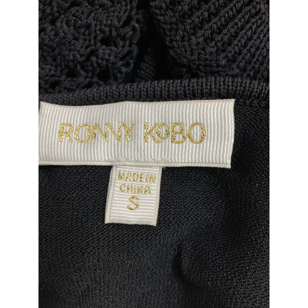 Ronny Kobo 'Beres' Black Crochet Knit Top Size S