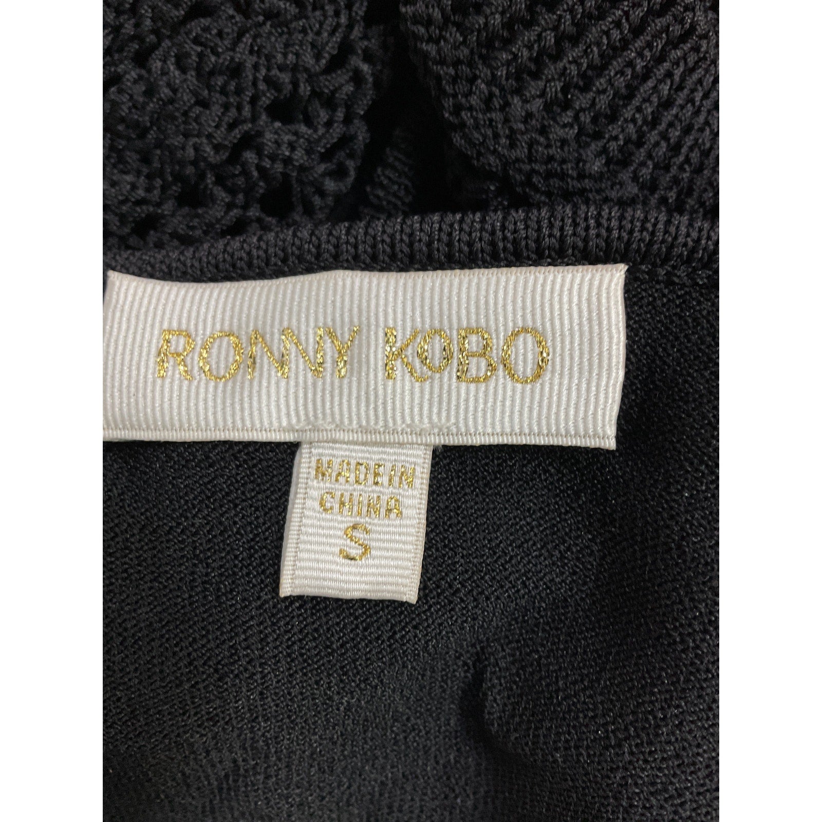 Ronny Kobo 'Beres' Black Crochet Knit Top Size S