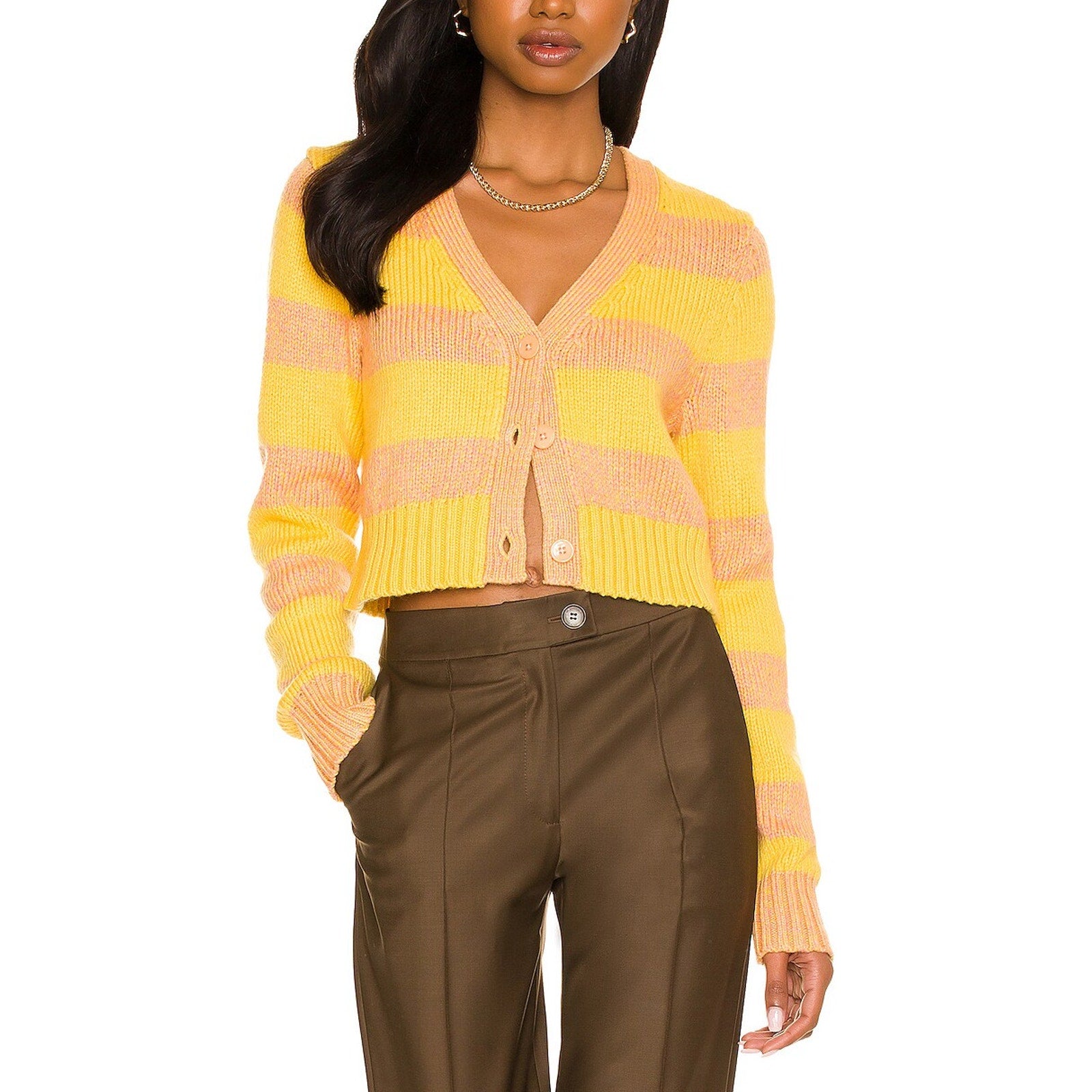 Tularosa 'Olin' Yellow Acrylic Cropped Cardigan Size XS