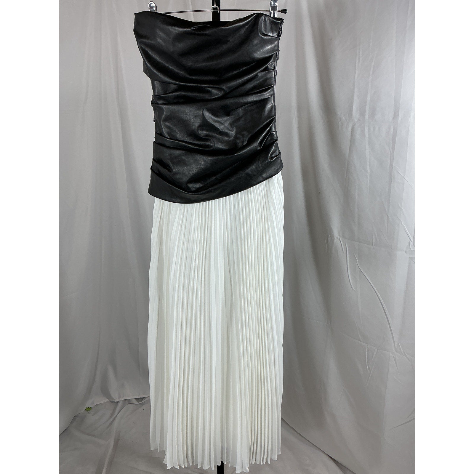 Simkhai 'Arie' Black Polyurethane Faux Leather Bustier Midi Dress Size 2