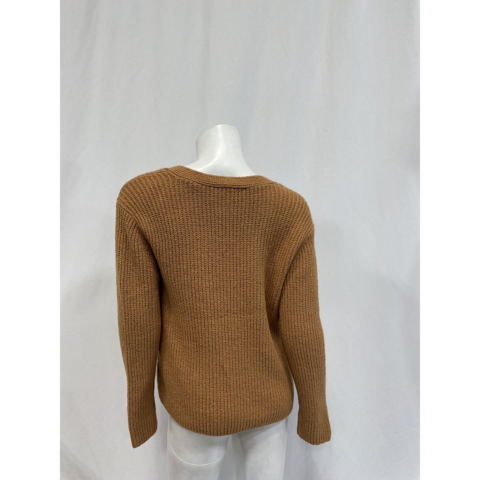 Vince Shaker Brown Cotton Rib Sweater Size S