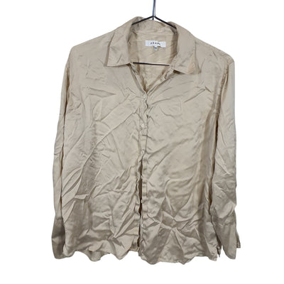 Frame Crinkled Silk Beige Boyfriend Size Xxs Shirt