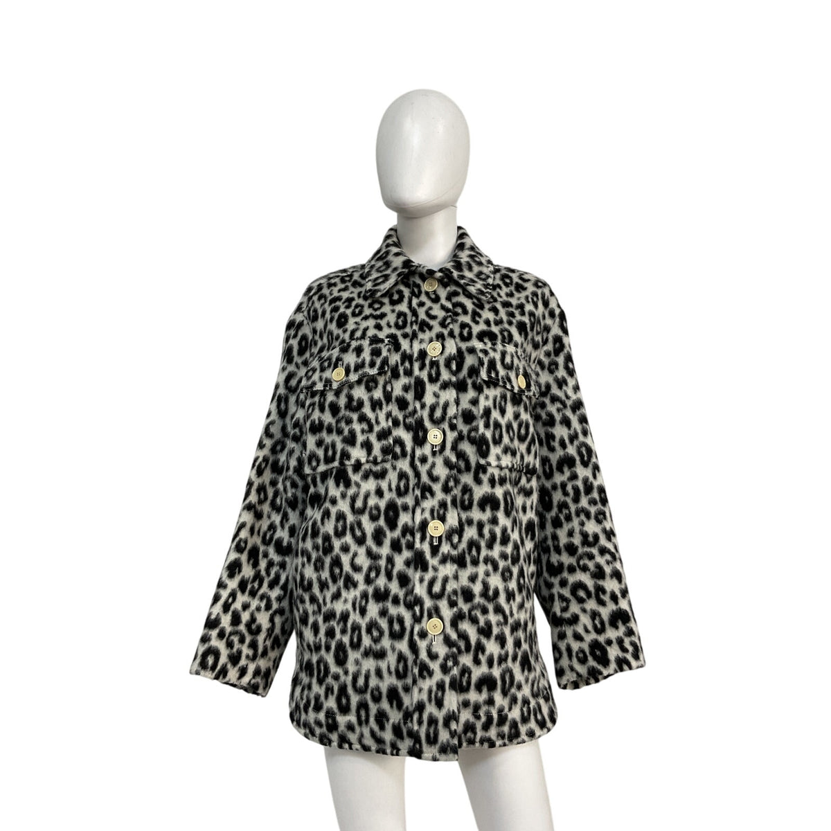 Isabel Marant 'Odelino' Black Wool Leopard-Print Jacket Size 34