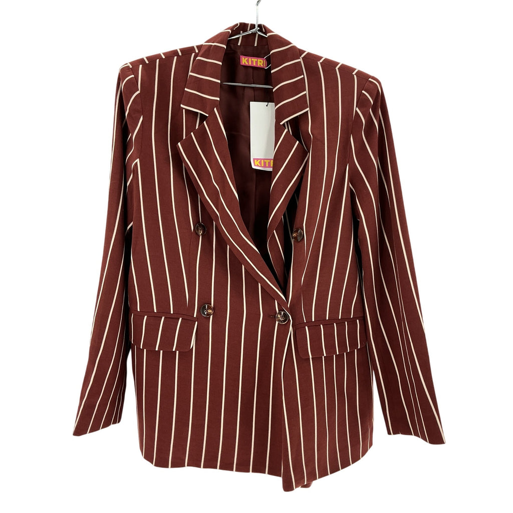 Kitri 'Josephine' Brown Viscose Pinstripe Blazer Size 6