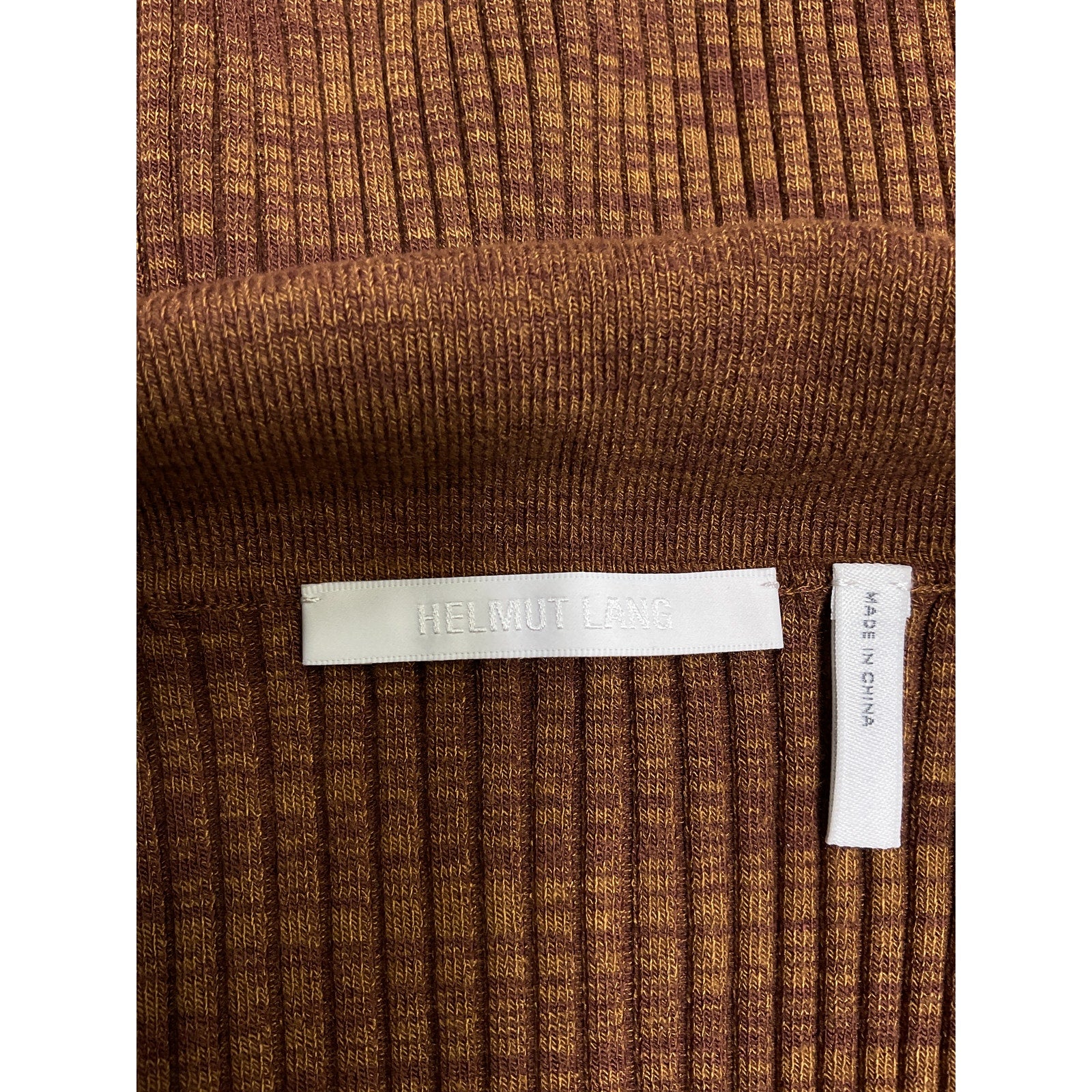 Helmut Lang 'Marl' Brown Viscose Rib Tank Top Size S