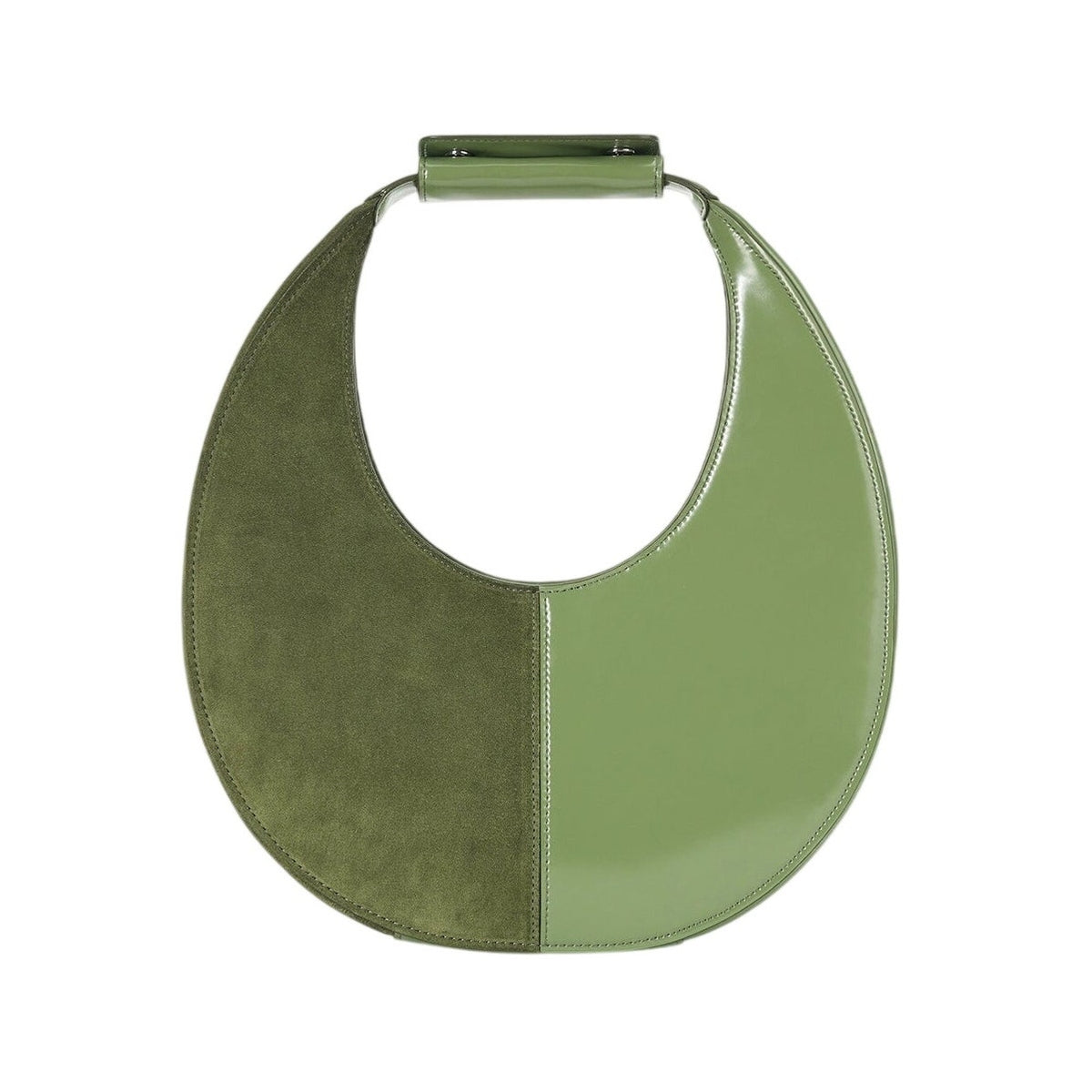 Staud Two Tone Green Moon Split Tote Bag
