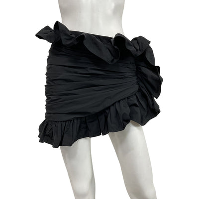 Area Ruched Black Ruffle Trim Skirt Size 2
