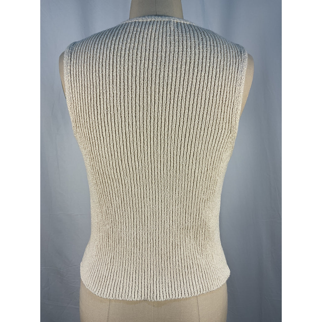 The Elder Statesman 'Nora' Tan Cotton Knitted Cotton Vest Size S