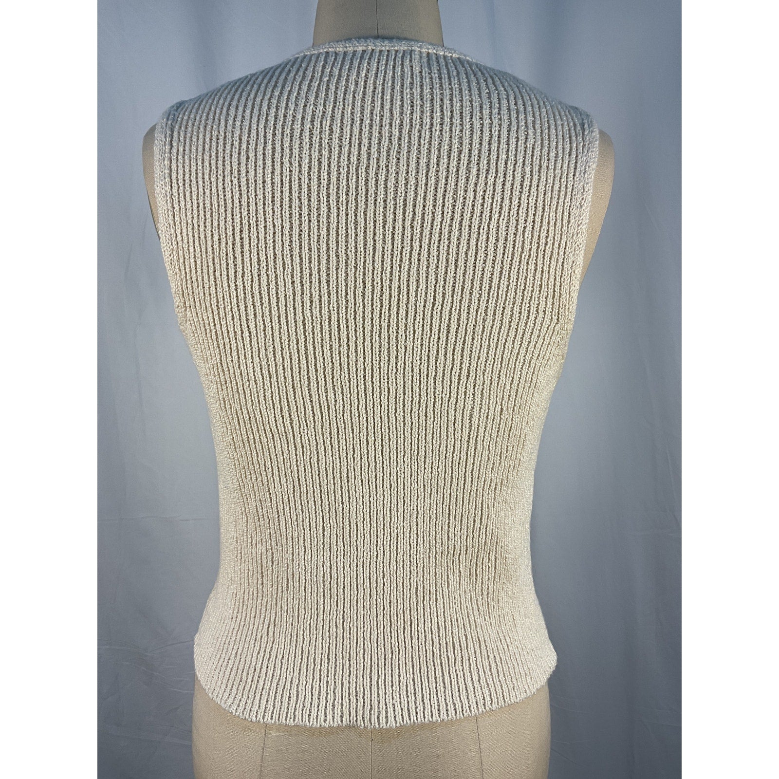 The Elder Statesman 'Nora' Tan Cotton Knitted Cotton Vest Size S