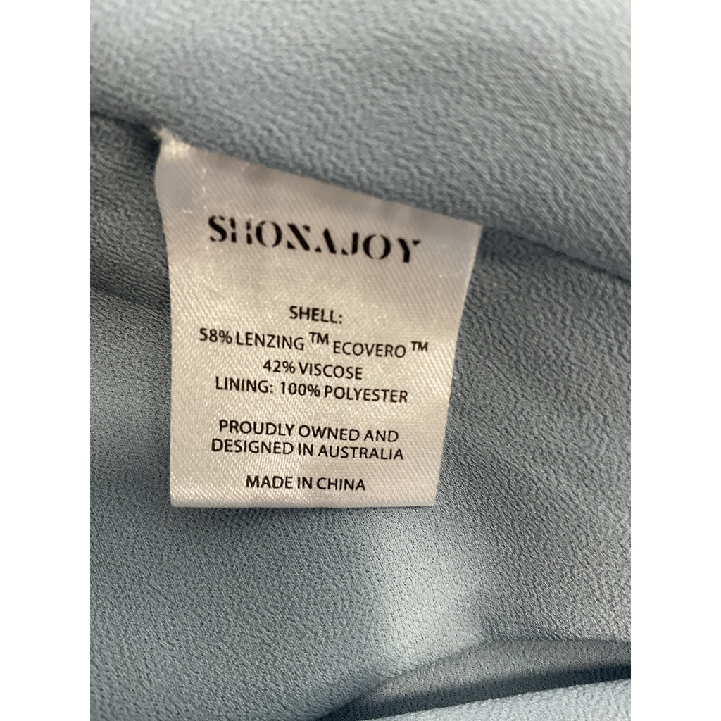 Shona Joy 'La Lune' Blue Lace Back Satin Maxi Dress Size 4