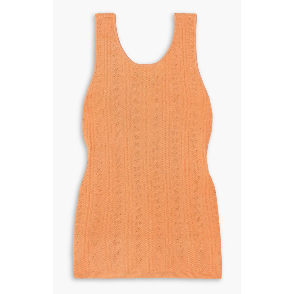 Remain Birger 'Christensen' Orange Liza Pointelle-Knit Cut Out Top Size DK 36 - NWT