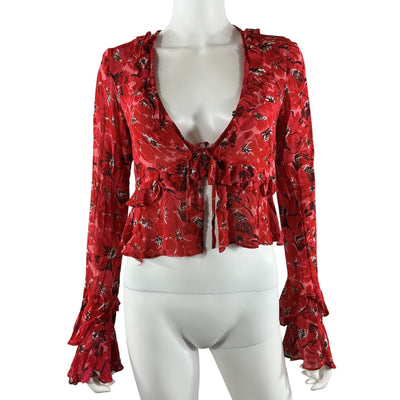 Faithfull The Brand Ruffled El Limon Floral Montenegro Blouse Size XS