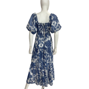 Minkpink Puff Sleeve Blue Floral Perla Dress Size XS NWT
