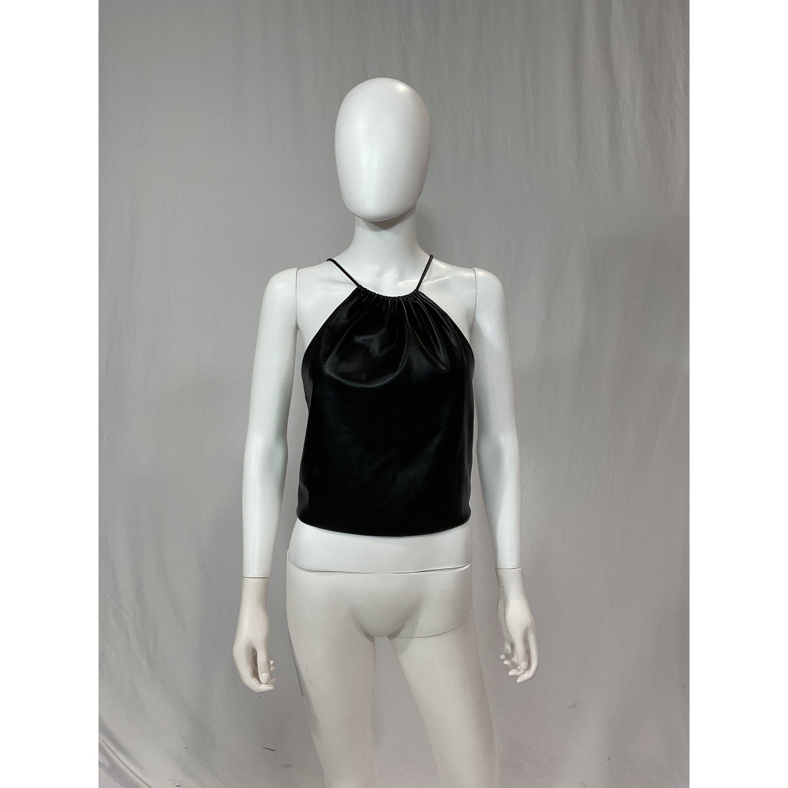 Alice + Olivia 'Zumi' Black Vegan Leather Halter Top Size L