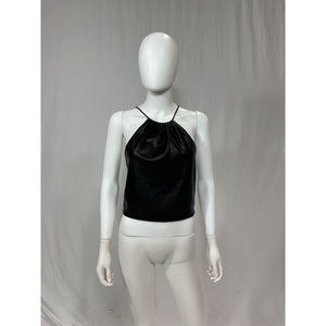 Alice + Olivia 'Zumi' Black Vegan Leather Halter Top Size L