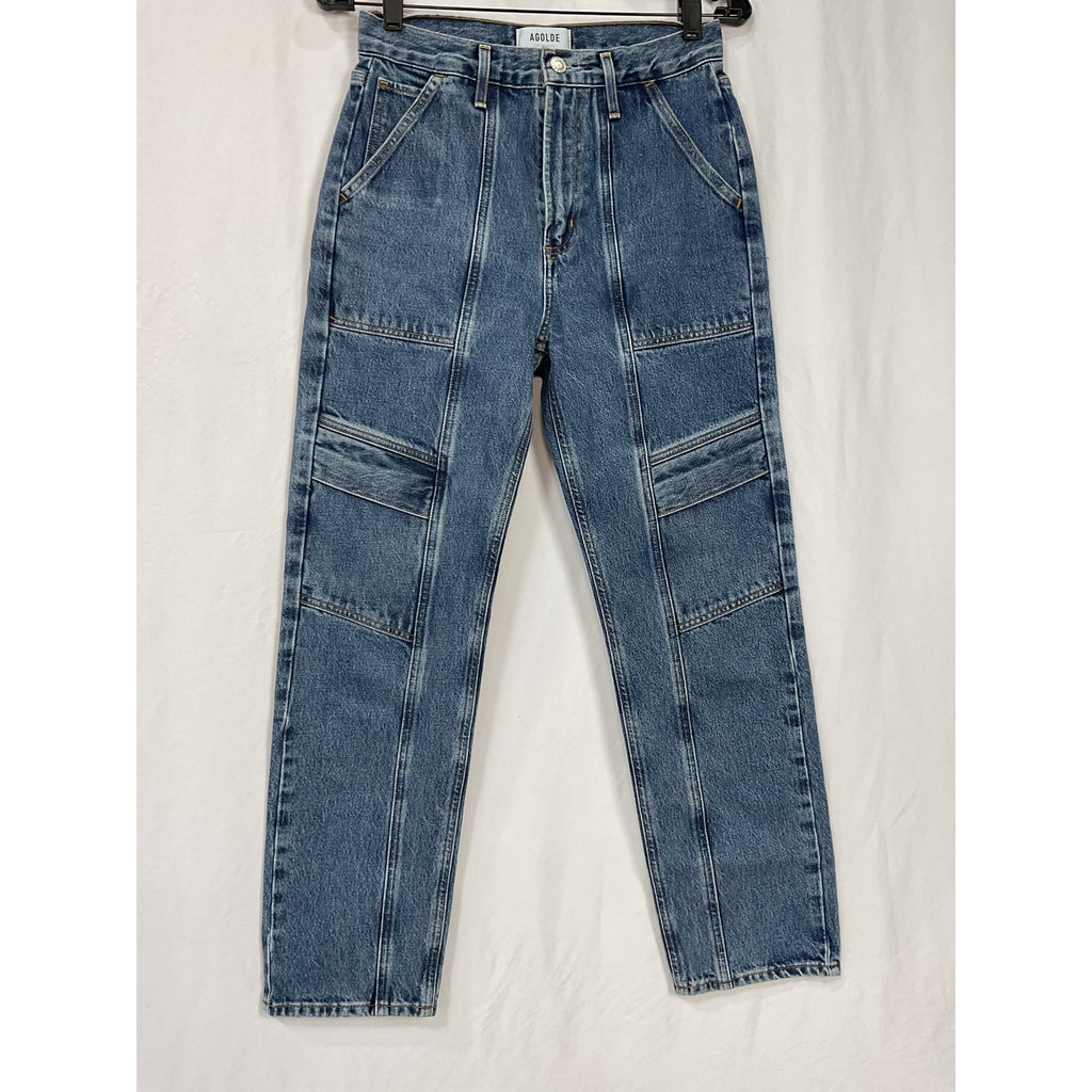Agolde Cooper Cargo Blue Cotton Pant Size 24