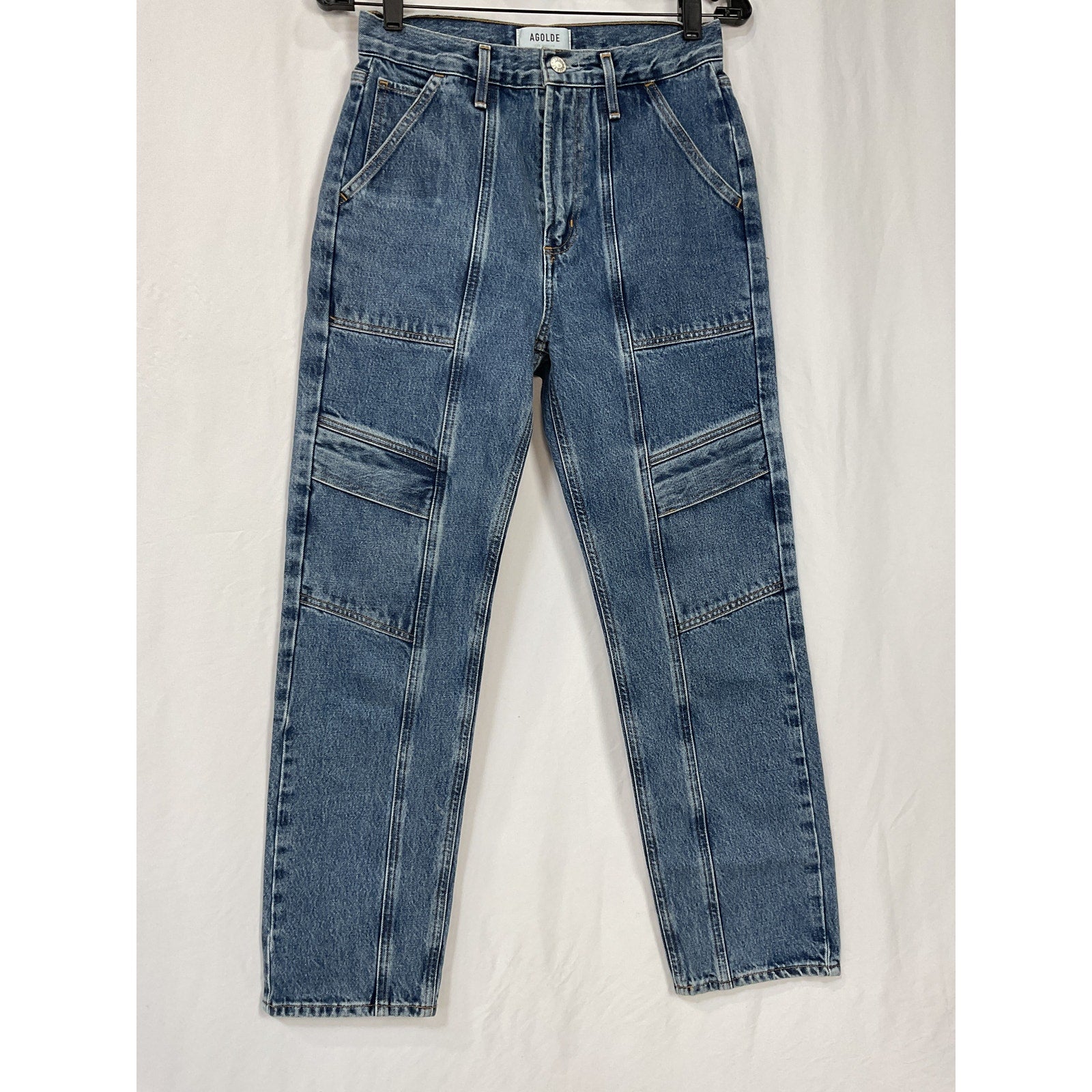Agolde Cooper Cargo Blue Cotton Pant Size 24