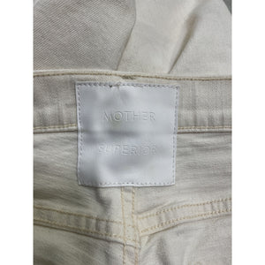 Mother The Hustler White Cotton Patch Pocket Flood Size 28