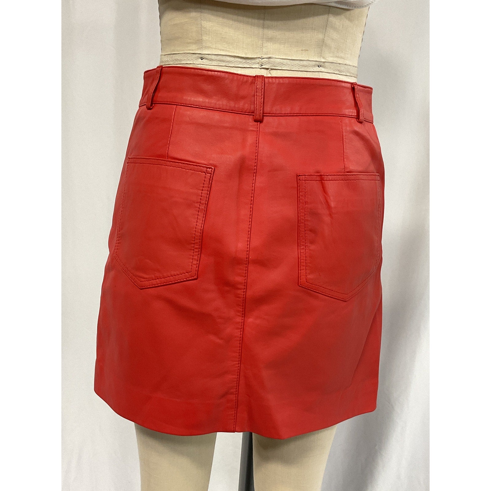 Walter Baker 'Alicia' Red Mini Leather Skirt Size 4
