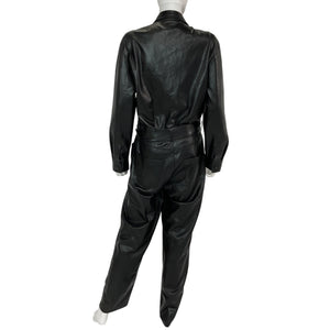 Nanushka Faux Leather Black Ashton Jumpsuit Size M