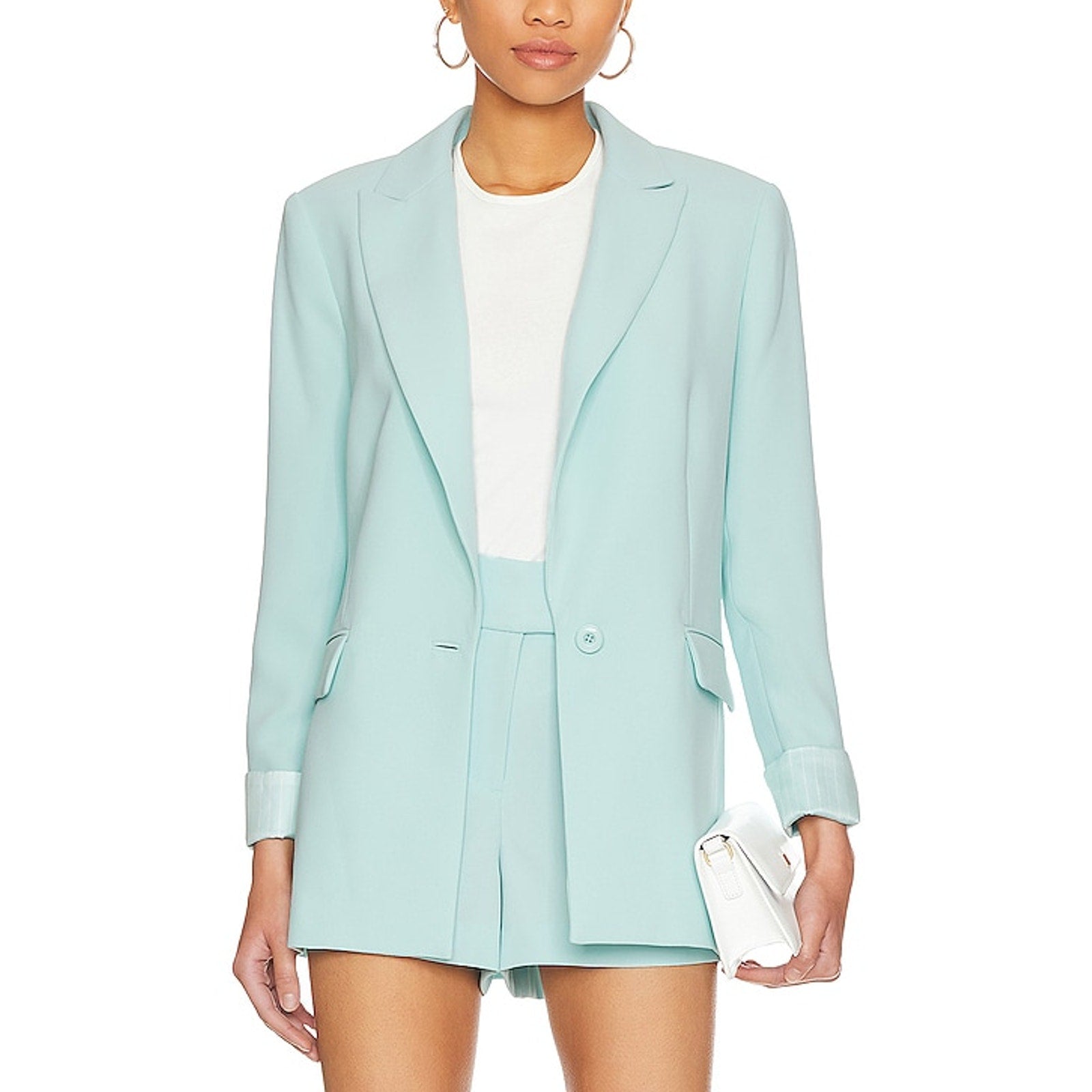 Alice + Olivia 'Justine' Blue Crepe Roll Cuff Blazer Size 2
