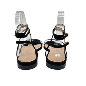 Stuart Weitzman Sleek Black Ankle Strap Sandals Size 6.5