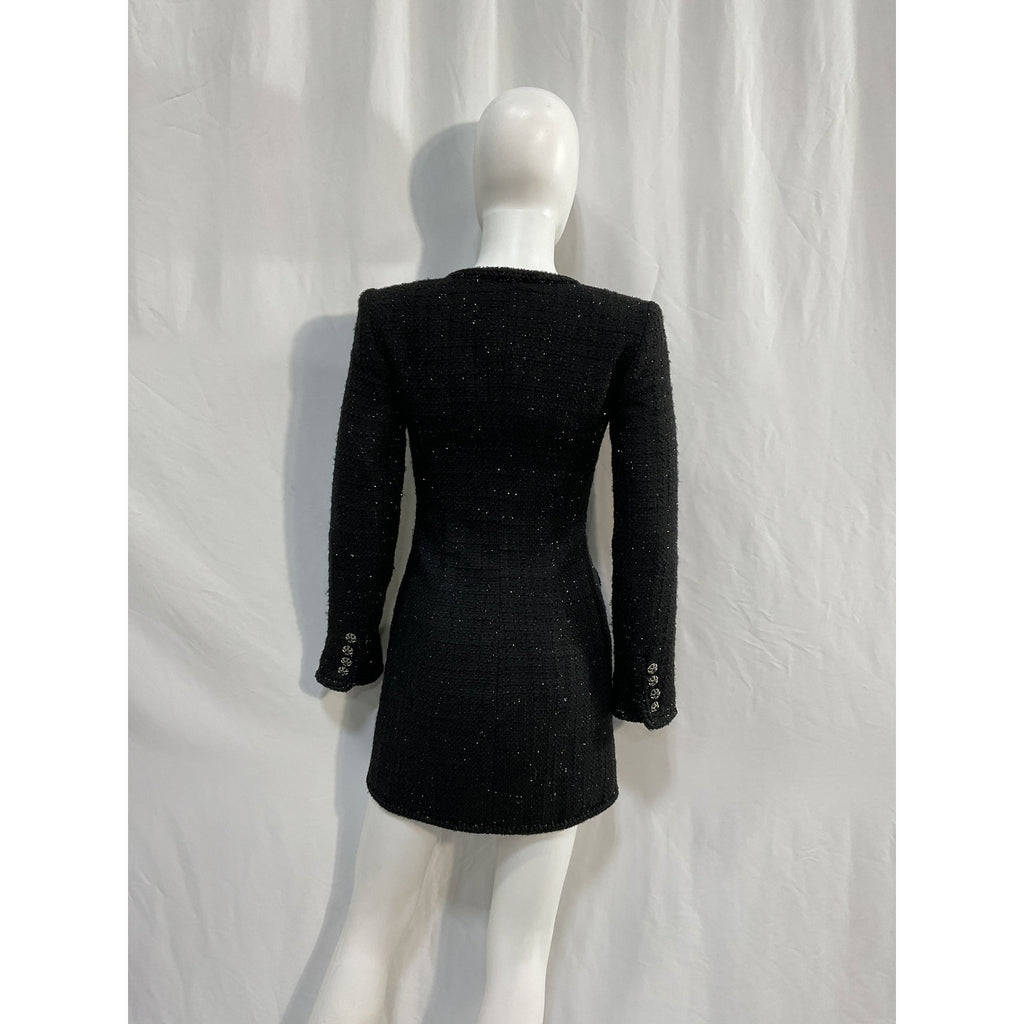Self-Portrait 'Boucle' Black Polyester Mini Dress Size 2