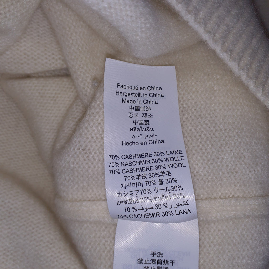 Sporty & Rich 'The Carlyle' White Crest Cashmere Hoodie - Cream/Forest Size S