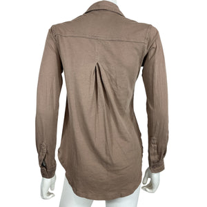 Bobi Lightweight Tan Jersey Button Up Shirt Size XS