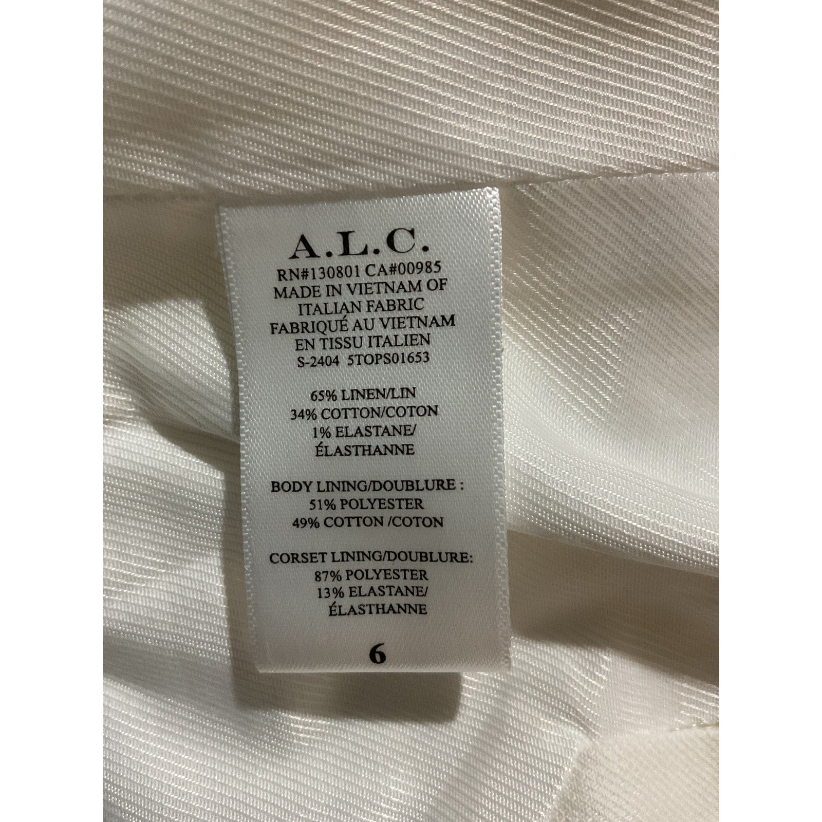 A.L.C. 'Renee' White Linen Top Size 6